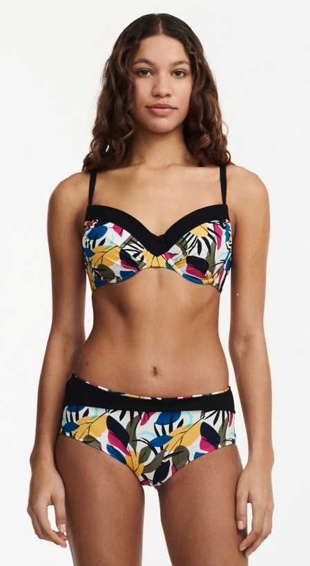Slip de Bikini Taille Haute FEMILET "Honduras" FS1140 - Feuilles Multicolores 0LP