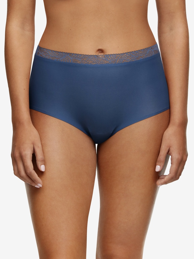 Culotte taille haute dentelle stretch invisible CHANTELLE "SoftStretch" C11G70 - Bleu Céramique 093