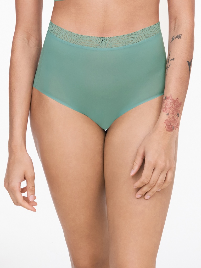 Culotte taille haute dentelle stretch invisible CHANTELLE "SoftStretch" C11G70 - Vert Treillis 03N