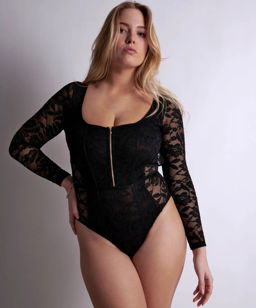 Body Dentelle longues Manches AUBADE "Les Bodys By Aubade" 1M84-3 - Noir