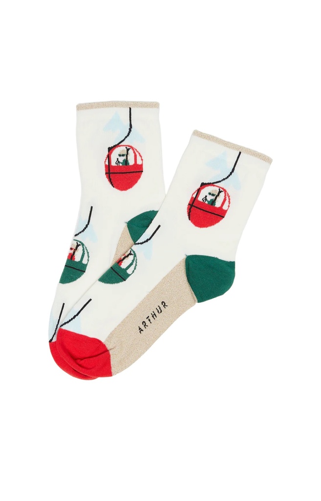 Chaussettes fantaisies femme TU ARTHUR "Télécabine" 1SF - Ivoire EGGSH23