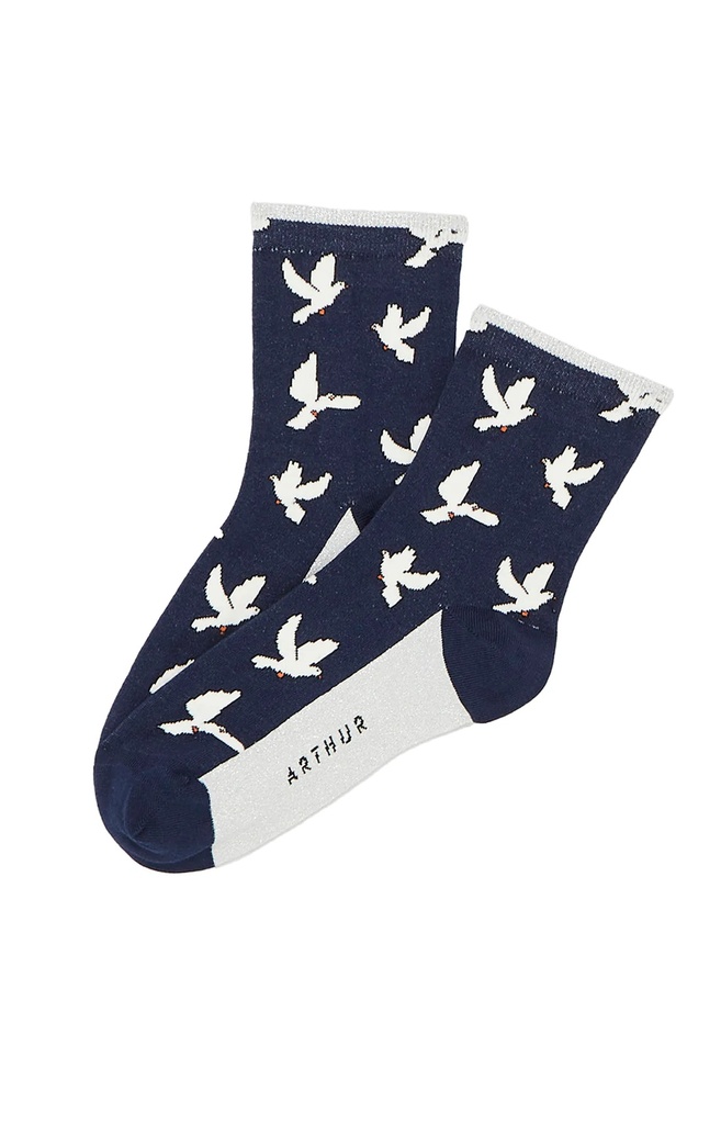Chaussettes fantaisies femme TU ARTHUR "Colombes" 1SF - Marine DOVEH23
