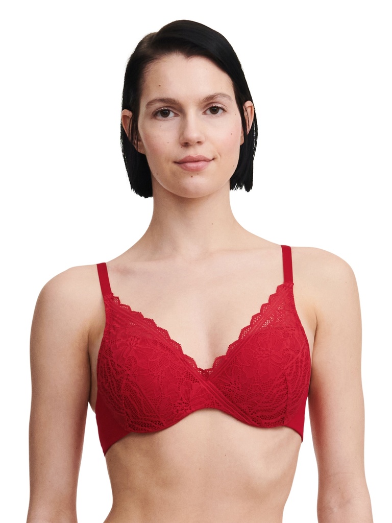 Soutien-gorge avec coques memory form enveloppant CHANTELLE EASY FEEL "Floral Touch" C94260 - Scarlet 05W