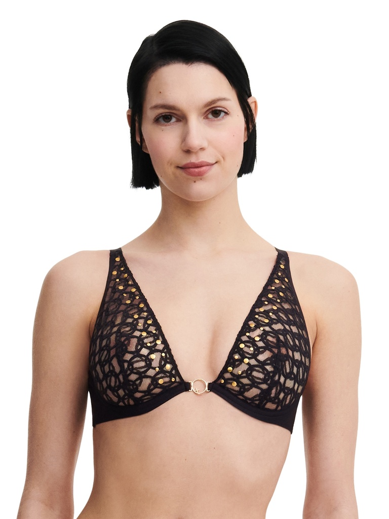 Soutien-gorge armaturé plongeant CHANTELLE "MetallX" C02G10 - Noir 011