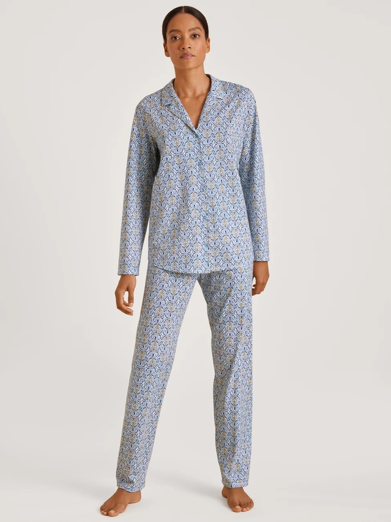 Pyjama dame boutonné 100% coton CALIDA "Spring Nights" 40496 - Placid Blue 502