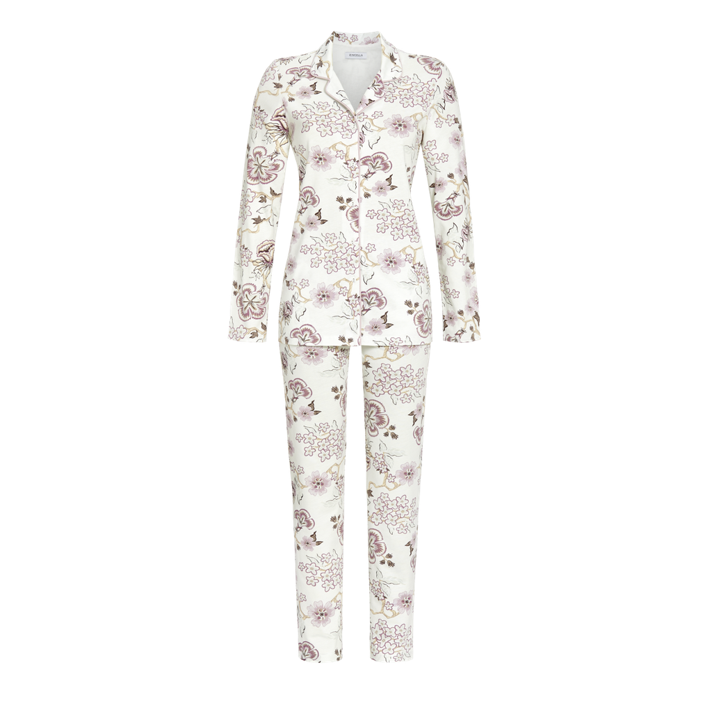 Pyjama long dame avec haut boutonné RINGELLA "Fleurs d'Hiver" 3511230 - Champagne 130