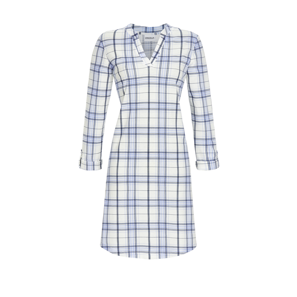 Chemise de nuit 100% coton 95cm RINGELLA "Partenaire de Bien-Etre" 3511011 - Bleu Motif 218