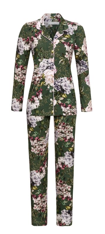 Pyjama long dame avec haut boutonné RINGELLA "Impression Floral Noble" 3571204 - Vert 500