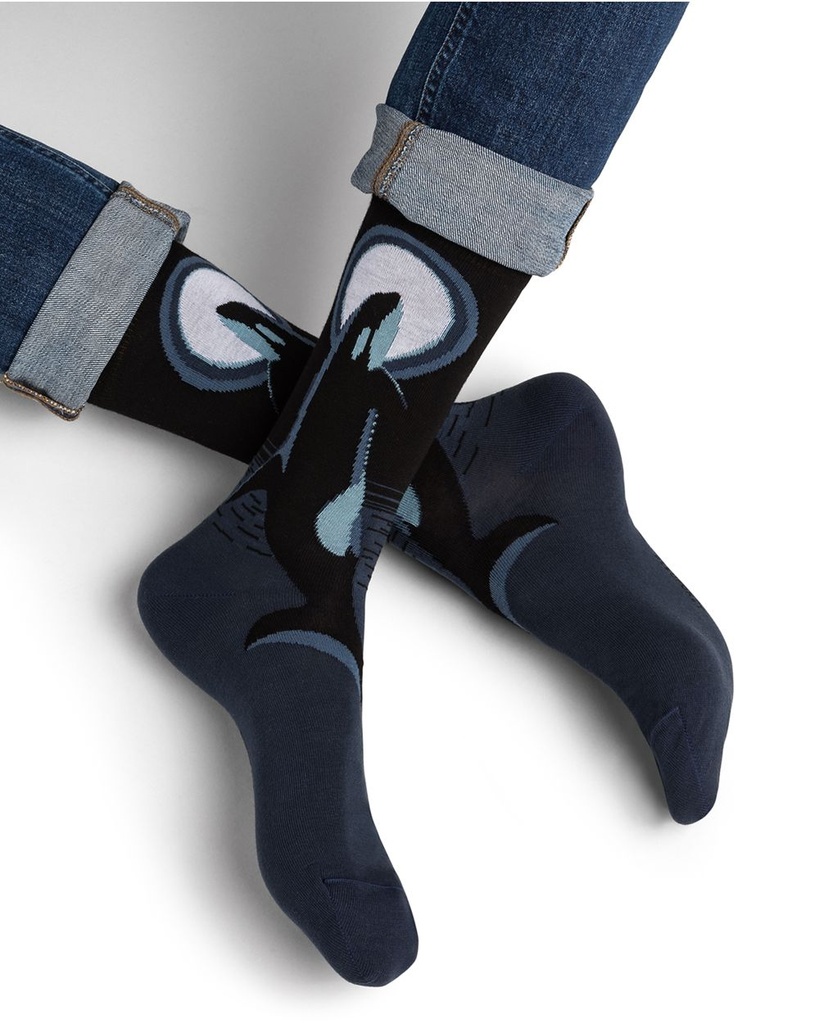 Chaussettes Homme Fantaisie BLEU FORET "Orque" 7011 - Noir AR5