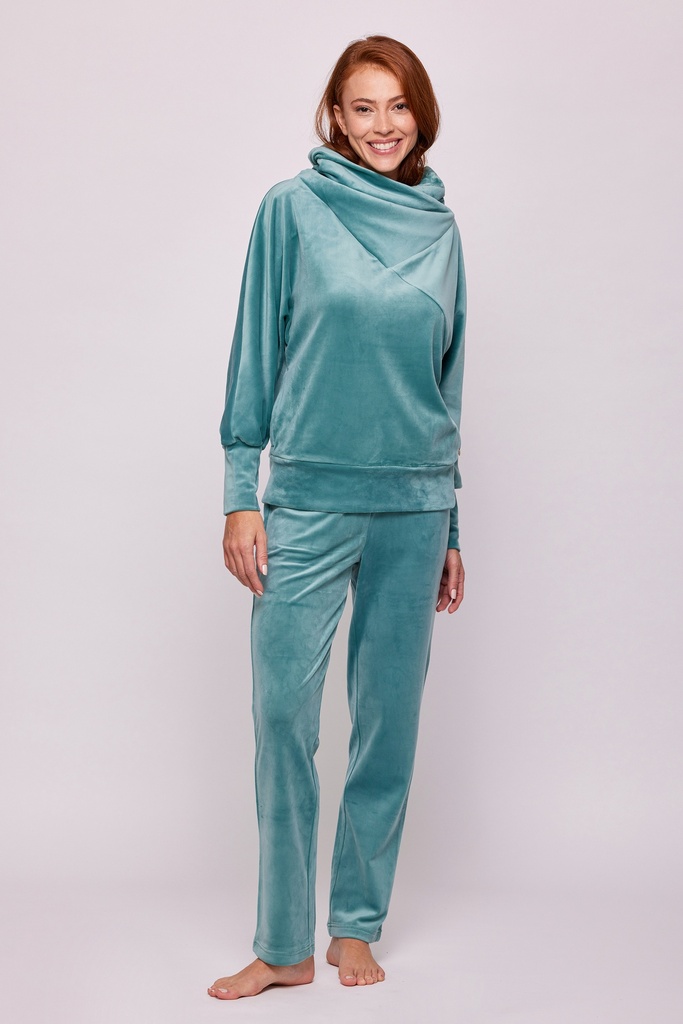 Pyjama long femme Homewear WOODY "Lords & Lilies" 232-52-TPC-V - Vert Pétrole 867