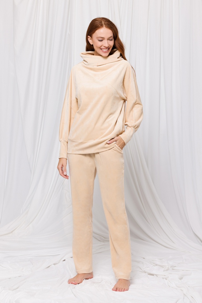 Pyjama long femme Homewear WOODY "Lords & Lilies" 232-52-TPC-V - Beige 988