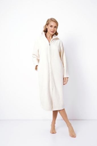 Robe de chambre dame long avec fermeture éclair ARUELLE "Toni" AR-TONI-B - Ecru