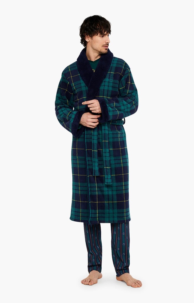 Peignoir homme Polaire ARTHUR "Ecossais" RPO - Vert Carreaux ALPEH23