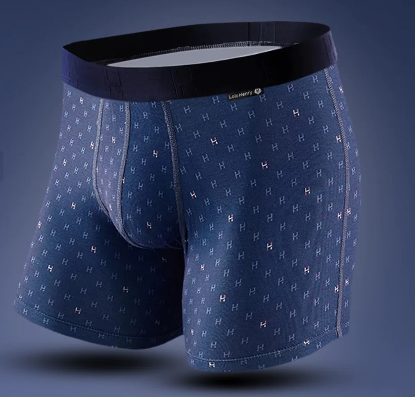 Boxer homme fantaisie viscose avec maintien intérieur LOIC HENRY "Graphic" KBG001V - LH Bue Logo