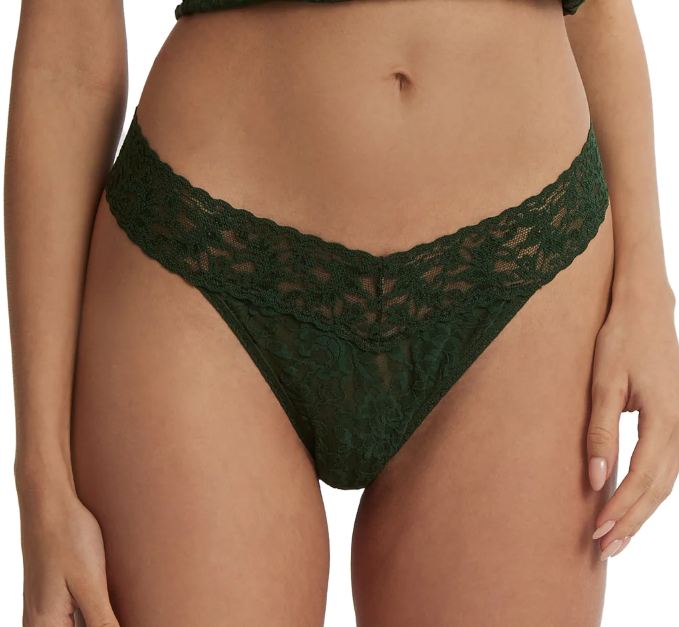 String dentelle stretch HANKY PANKY "Original Rise Thong" 4811P - Vines Green VINE