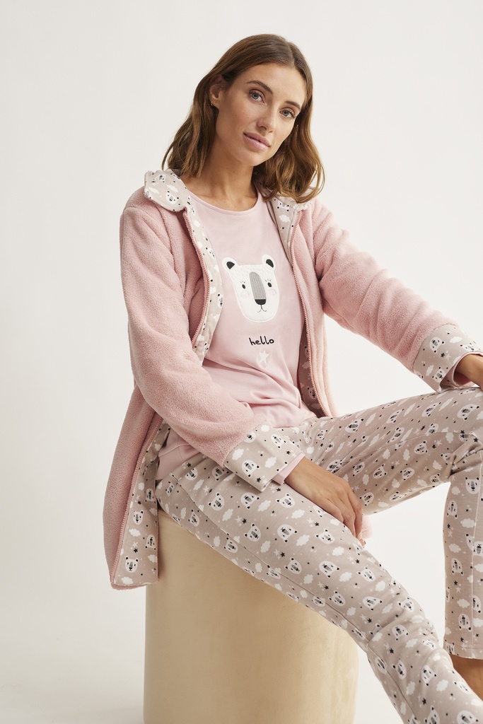 Duo Pyjama + Veste polar à tirette PROMISE N17023 - Rose 003