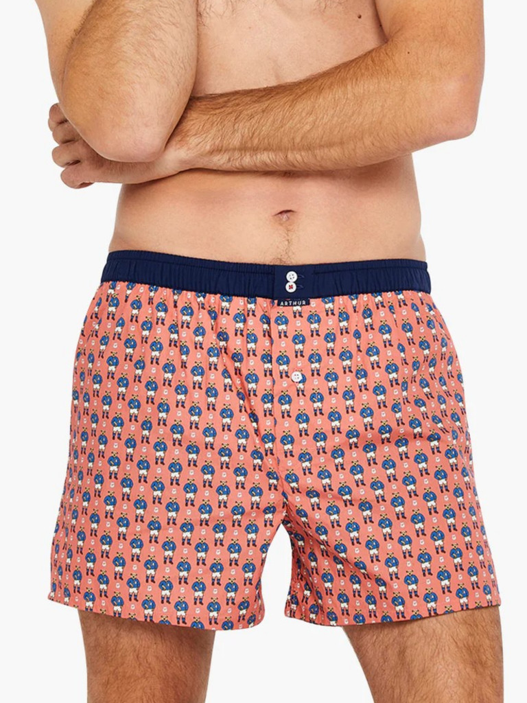 Caleçon américain homme avec maintien intérieur 100% coton bio ARTHUR "Le Club" CSP - Pilier corail 1082H23