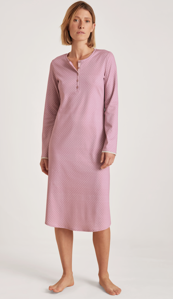 Chemise de nuit dam e longue 100%coton CALIDA "Midnight Dreams" 32153 - Mauve Shadow 312