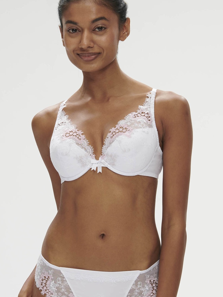Soutien-gorge push-up triangle SIMONE PERELE "Wish" 12B347 - Blanc Cristal 009