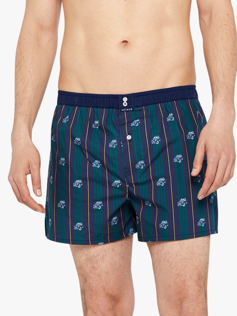 Caleçon américain homme avec maintien intérieur 100% coton bio ARTHUR "Le Club" CSP - Vert 2CV 1075H23