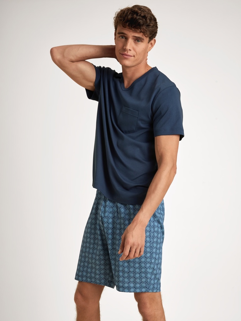 Pyjama short homme 100% coton CALIDA "Relax Streamline 2" 46182 - Insignia Blue 407