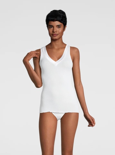 Chemisette sans manche avec bordure en satin OSCALITO 16132 - Blanc 010