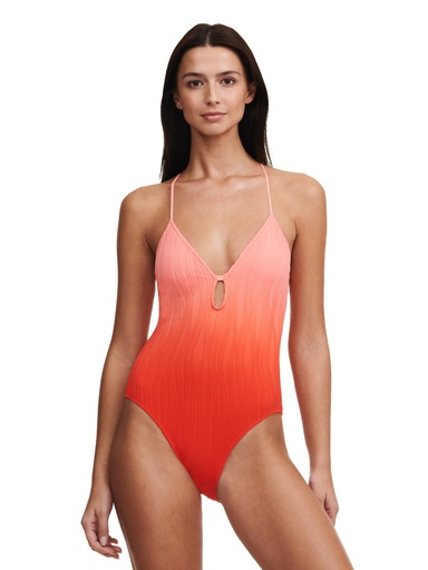Maillot sans armature plongeant CHANTELLE "Swim One Size" C12VUA - Orange Tie and Dye 0XS