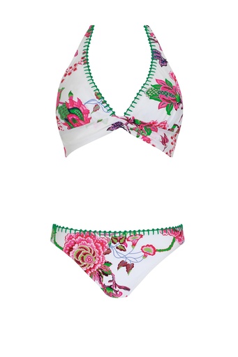 Bikini 2 pièces triangle OPERA by SUNFLAIR 61603 - Blanc Rose 143