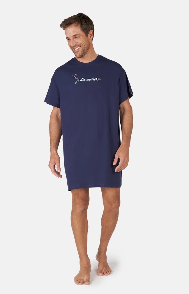 Chemise de nuit homme TU maxi T-shirt ARTHUR "Je décompresse" MTU - Marine SHAKE24
