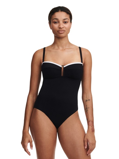 Maillot bandeau sans armature CHANTELLE "Authentic" C12IUK - Noir/Blanc 0DV