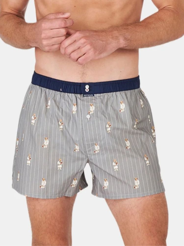 Caleçon américain homme avec maintien intérieur 100% coton ARTHUR "Le Club" CSP - Gris Teddy 1102E24