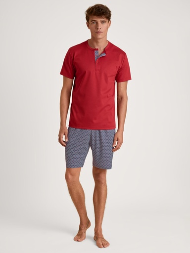 Pyjama homme court 100% coton CALIDA "Relax Streamline" 46282 - Amaranth 814