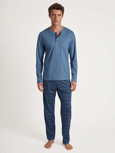 Pyjama homme long 100% coton CALIDA "Relax Imprint" 47686 - Coronet Blue 469