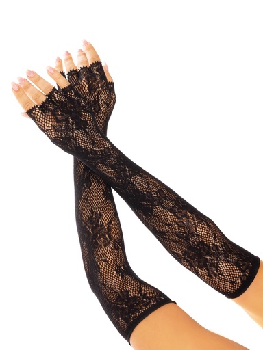 Mitaines en résille avec motif floral extra long et sans couture LEG AVENUE 2034 - Noir 001 