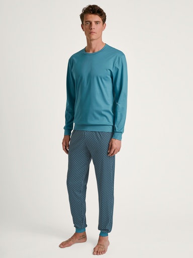 Pyjama long homme avec bord élastique 100% coton CALIDA "Relax Streamline" 46387 - Storm Blue 528