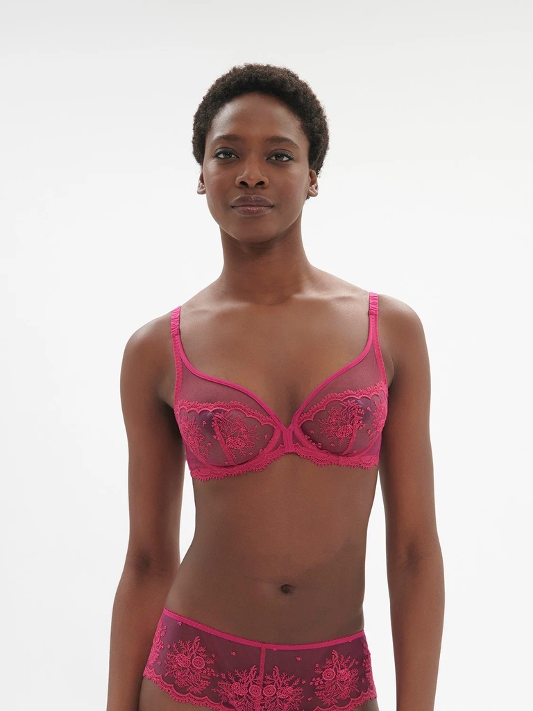 Soutien-gorge décolleté plongeant avec armatures SIMONE PERELE "Intrigue" 1E2319 - Rose Disco 346