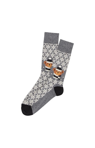 Chaussettes homme fantaisies ARTHUR "Teddy" 1SO -  Gris TEDDH24