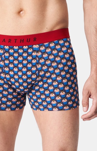 Boxer homme fantaisie 95% coton bio ARTHUR "Teddy In Paris" MAC - Marine EMILH24