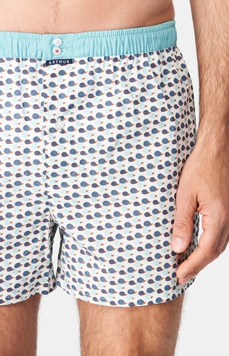 Caleçon américain homme avec maintien 100% coton bio ARTHUR "Le Club" CSP - Blanc Hérisons 1114H24