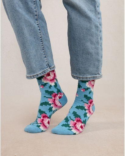 Chaussettes dame BLEU FORET "Laine & Cachemire" FBU6490- Iced Blue FA2