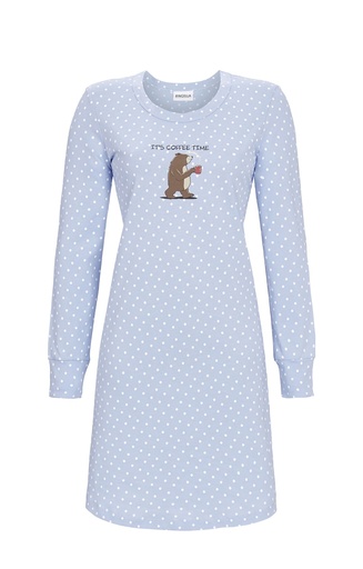 Chemise de nuit 100% coton 95cm RINGELLA "It's Coffee Time" 4511032 - Bleu 235