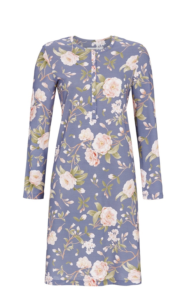 Chemise de nuit avec patte de boutonnage Coton&Modal RINGELLA "Modèle de rose romantique" 4511041 - Fjord Sombre 297 