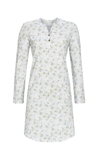 Chemise de nuit avec patte de boutonnage 100% coton RINGELLA "Fleurs d'hiver" 4561011 - Bleu 220
