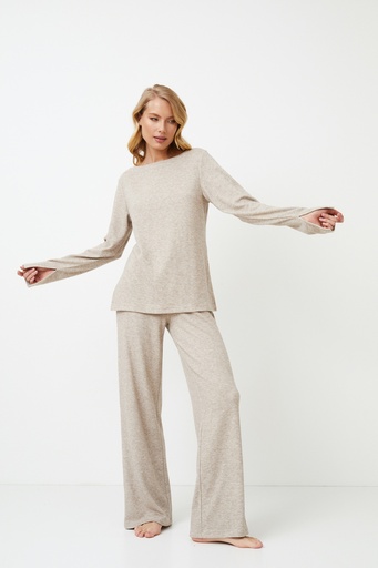 Pyjama long dame ARUELLE "Clara" W24-AR-DAVI-S - Beige