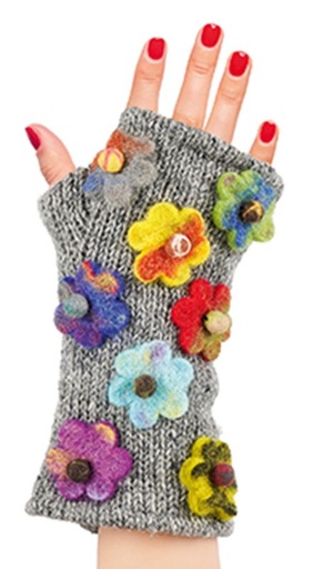 Mitaine 100%laine&100%coton CRONERT 40240 - Noir  Light Beige Gris 2720