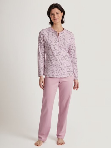 Pyjama dame longues manches CALIDA "Midnight Flowers" 43356 - Fragrant Lilac 283