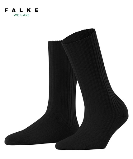 Chaussettes laine&cachemire dame FALKE "Cosy Wool Boot" 47080 - Noir 3000