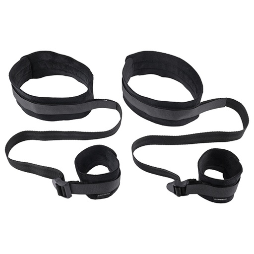 Kit S&M pour jeux bondage SPORTSHEETS - SEX & MISCHIEF "Thigh & Wrist Cuffs" 303905 - Noir 