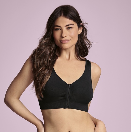 Brassière pour prothèses sans coutures à tirette ANITA CARE "Lynn" 5768X - Noir 001