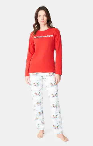 Pyjama long femme ARTHUR "Hotte Motagne" MOL - Blanc NOELH24